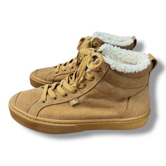 Cariuma OCA High Top Suede Sneaker Camel Lined Men’s Sz 6.5 / Women’s Sz 8 - Picture 2 of 11